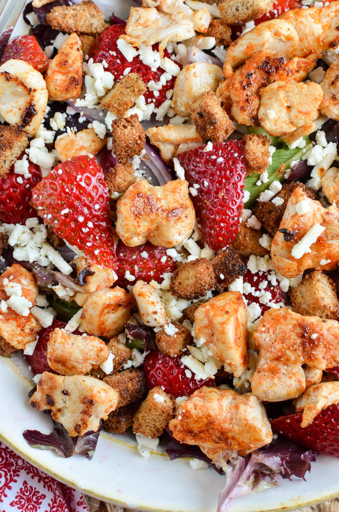 Slimming Eats Chicken, Feta and Strawberry Salad - Slimming Eats and Weight Watchers friendly