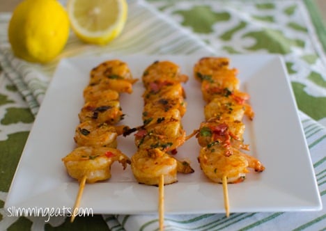 Slimming Eats Piri Piri Prawn Skewers - gluten free, dairy free, paleo, whole30, Slimming Eats and Weight Watchers friendly