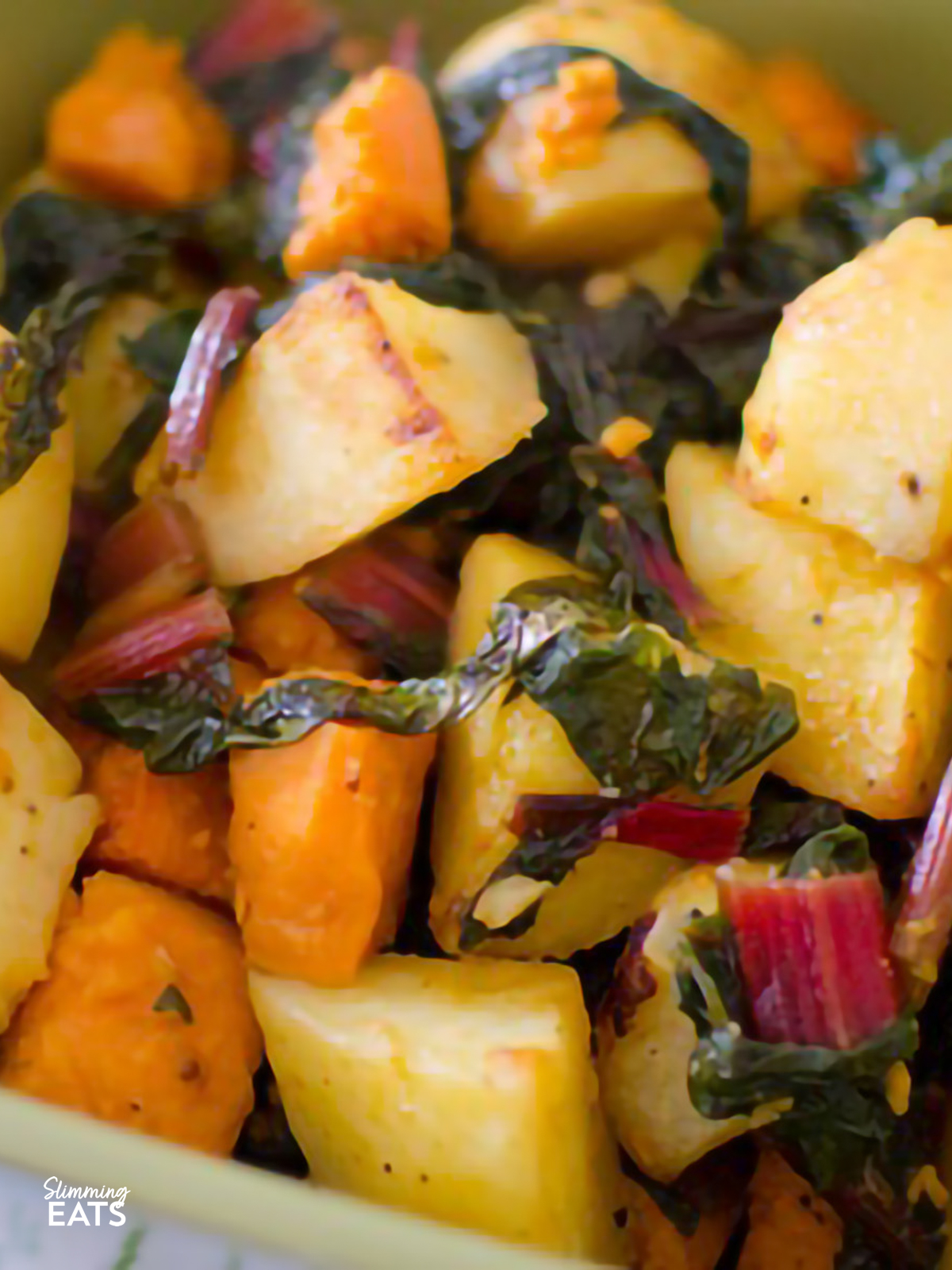 Swiss Chard and Potato Bake in a baking dish