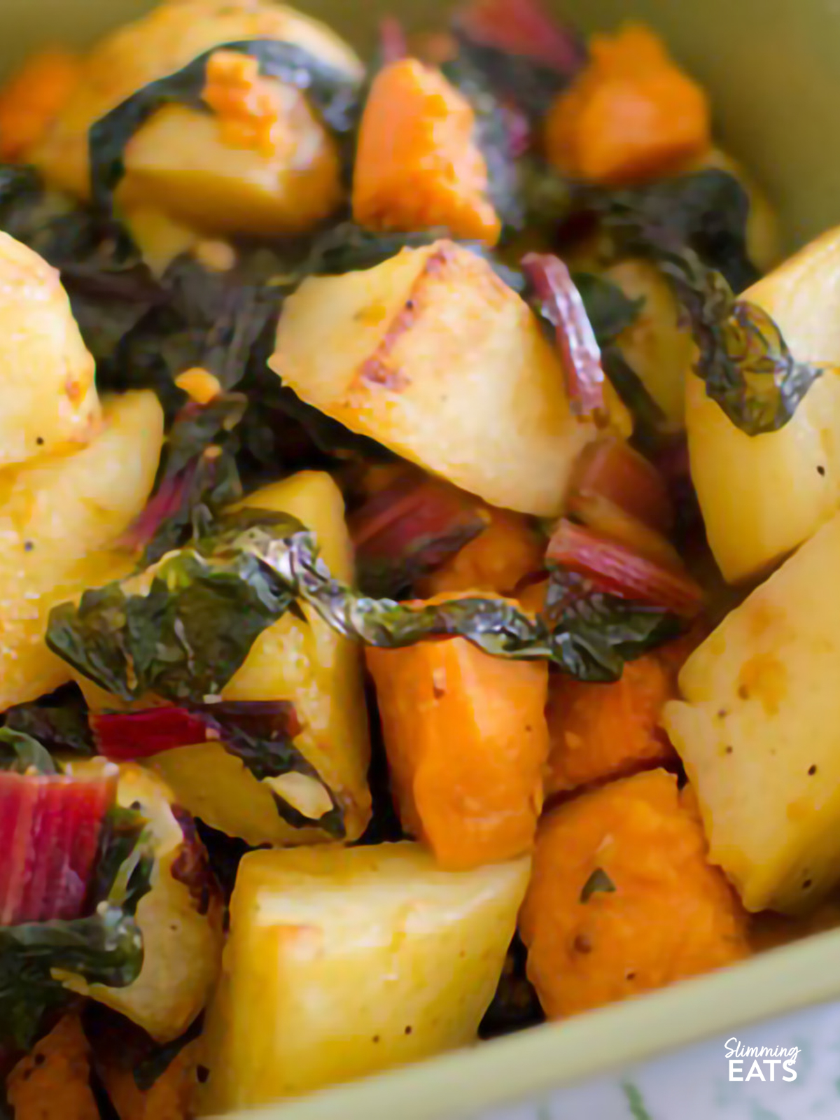 Swiss Chard and Potato Bake in a baking dish