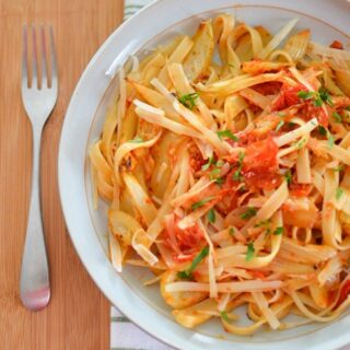 Roasted Tomatoes and Fennel with Fettucine