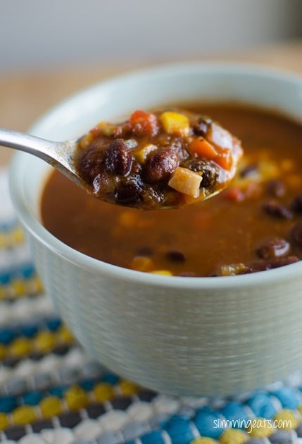 Southwestern Black Bean Soup - grain free, Slimming Eats or weight watchers friendly