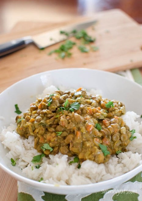 Coconut Green Lentil Curry - Gluten Free, Dairy Free, Slimming Eats and Weight Watchers friendly