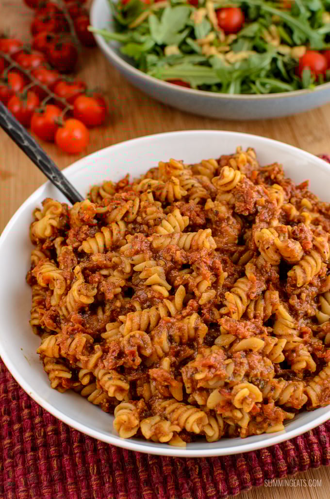 Smother your pasta in this delicious Sun-dried Tomato Red Pesto . Gluten Free, Slimming Eats and Weight Watchers friendly | www.slimmingeats.com