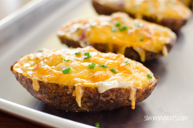 Slimming Eats Cheddar and Bacon Twice Baked Potatoes - gluten free, Slimming World and Weight Watchers friendly