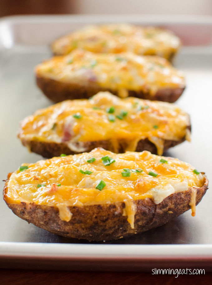 Slimming Eats Cheddar and Bacon Twice Baked Potatoes - gluten free, Slimming World and Weight Watchers friendly