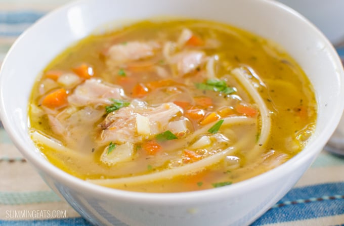 Slimming Eat Chicken Noodle Soup - gluten free, dairy free, paleo, whole30, Slimming Eats and Weight Watchers friendly