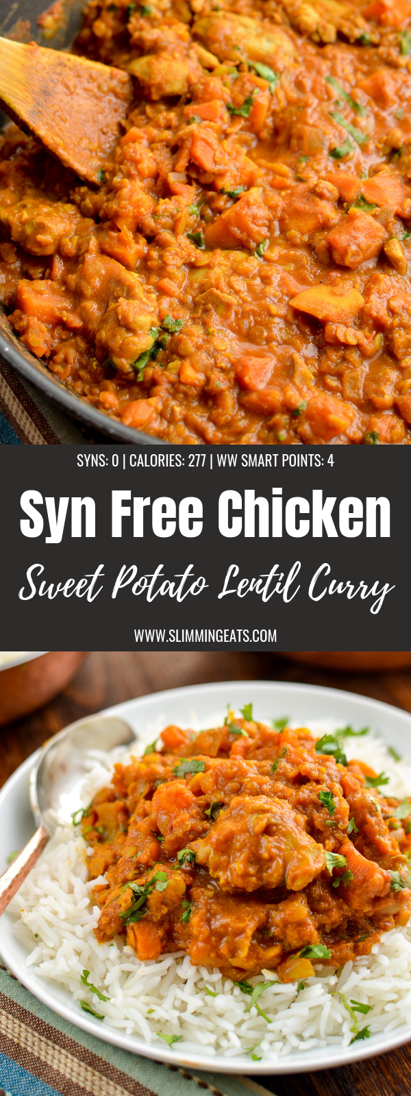 chicken, sweet potato and lentil curry double image pin