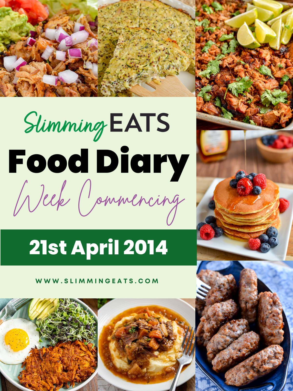 Slimming Eats Food Diary - week commencing 21st April 2014 