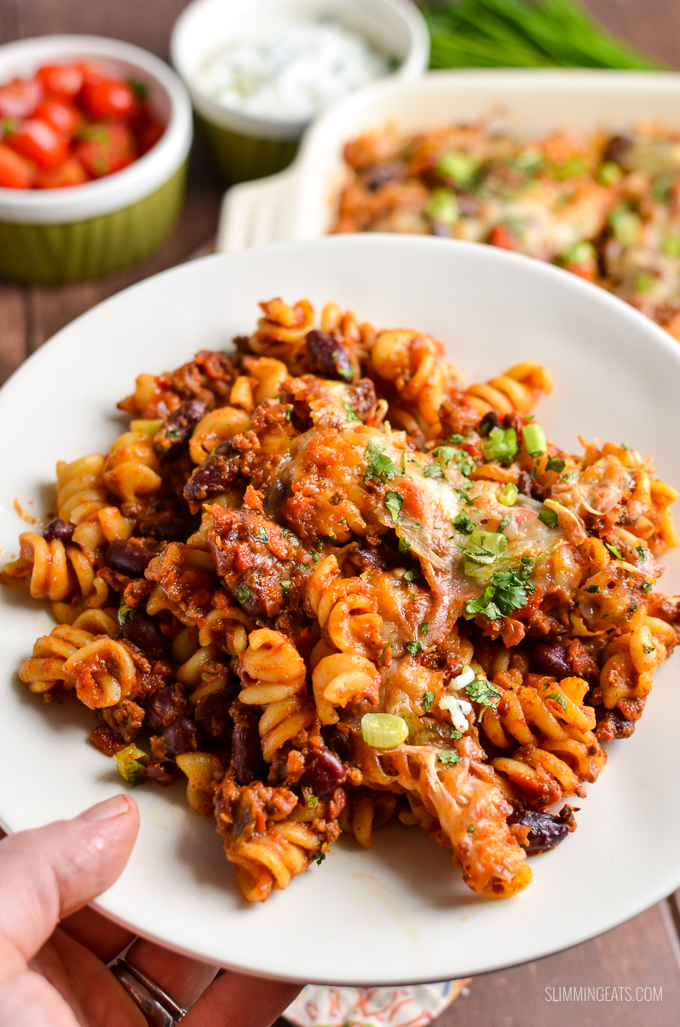 Slimming Eats Mexican Pasta Bake - gluten free, vegetarian, Slimming Eats and Weight Watcher friendly