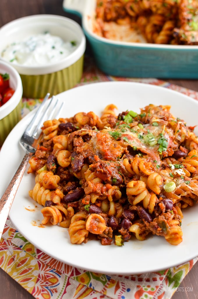 Slimming Eats Mexican Pasta Bake - gluten free, vegetarian, Slimming Eats and Weight Watcher friendly