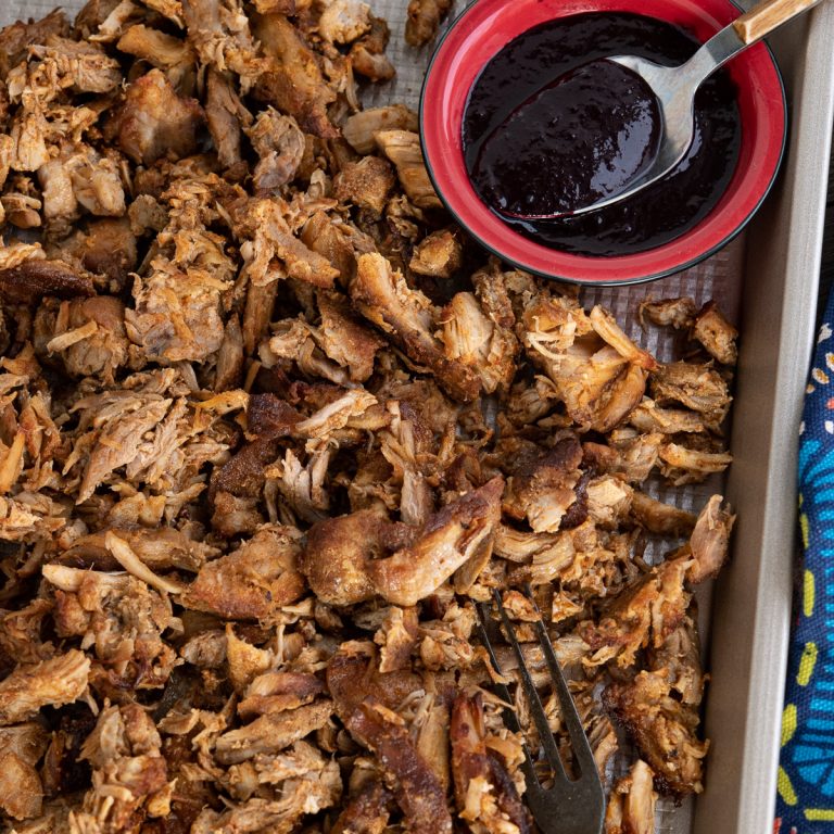 Slow Cooker Pulled Pork with Blueberry BBQ sauce Slimming Eats