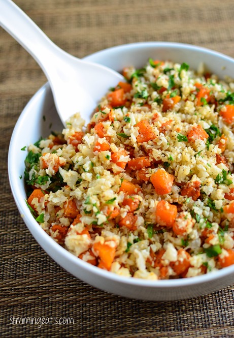 Slimming Eats - Roasted Butternut Squash Cauliflower Rice - Gluten Free, Dairy Free, Whole30, Paleo, Slimming Eats and Weight Watchers friendly