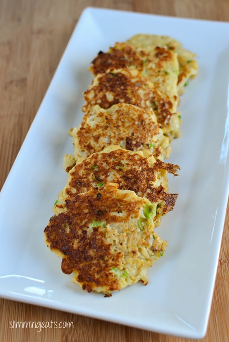 Slimming Eats Cauliflower and Spring Onion Fritters - Dairy Free, Gluten Free, Whole30, Paleo, Slimming World and Weight Watchers friendly