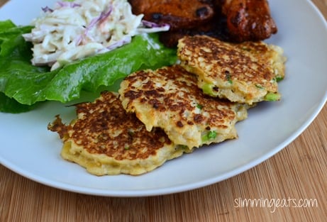 Slimming Eats Cauliflower and Spring Onion Fritters - Dairy Free, Gluten Free, Whole30, Paleo, Slimming World and Weight Watchers friendly