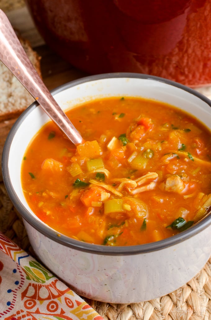 Slimming Eats Syn Free Spicy Chicken and Vegetable Soup - gluten free, dairy free, instant pot, paleo, Slimming World and Weight Watchers friendly