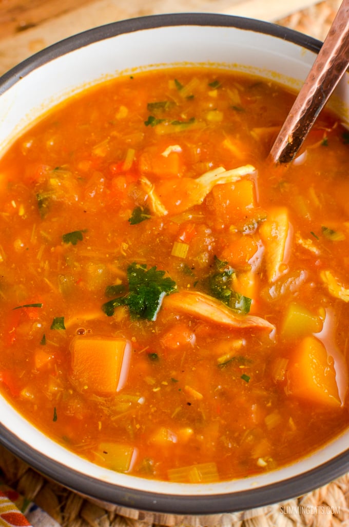 Slimming Eats Spicy Chicken and Vegetable Soup - gluten free, dairy free, instant pot, paleo, Slimming Eats and Weight Watchers friendly