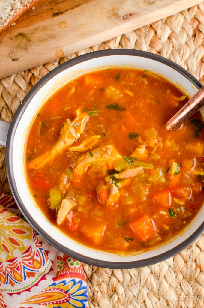 Slimming Eats Syn Free Spicy Chicken and Vegetable Soup - gluten free, dairy free, instant pot, paleo, Slimming World and Weight Watchers friendly