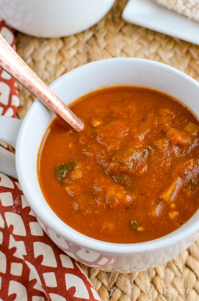 Slimming Eats Spicy Eggplant and Tomato Soup - gluten free, dairy free, vegan, Slimming World and Weight Watchers friendly