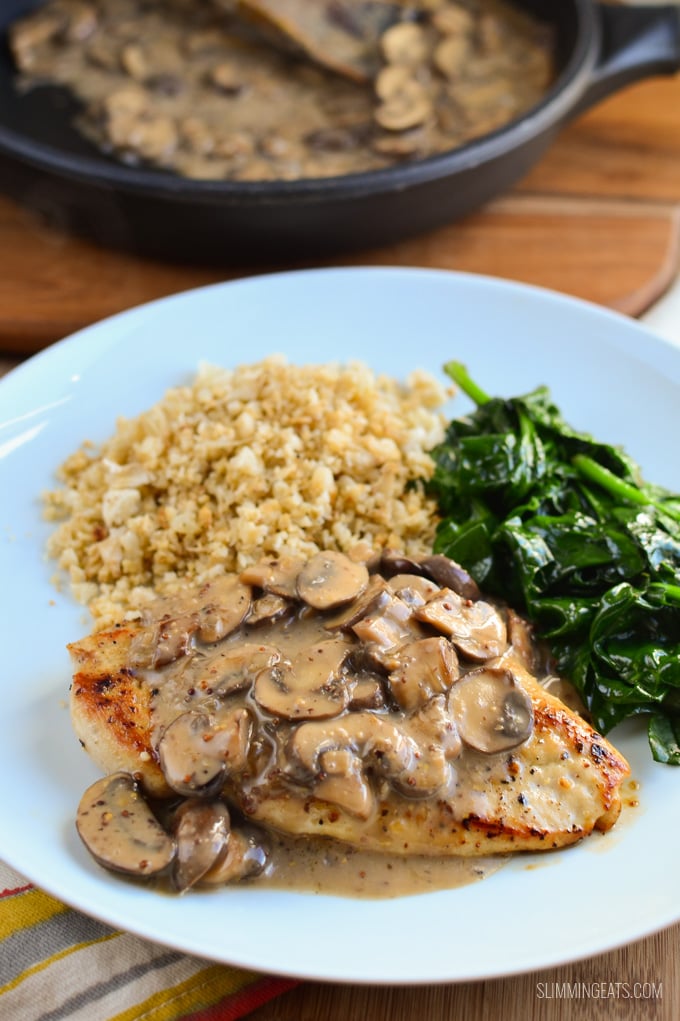 Slimming Eats Chicken with Creamy Mushroom Sauce - gluten free, dairy free, paleo, Whole30, Slimming World and Weight Watchers friendly