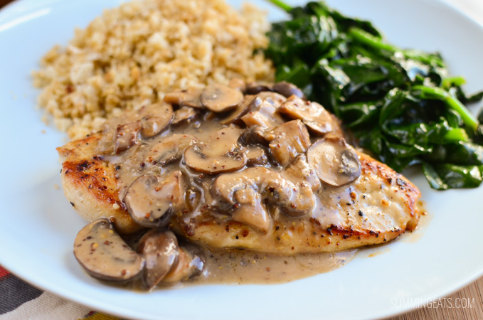 Slimming Eats Chicken with Creamy Mushroom Sauce - gluten free, dairy free, paleo, Whole30, Slimming World and Weight Watchers friendly