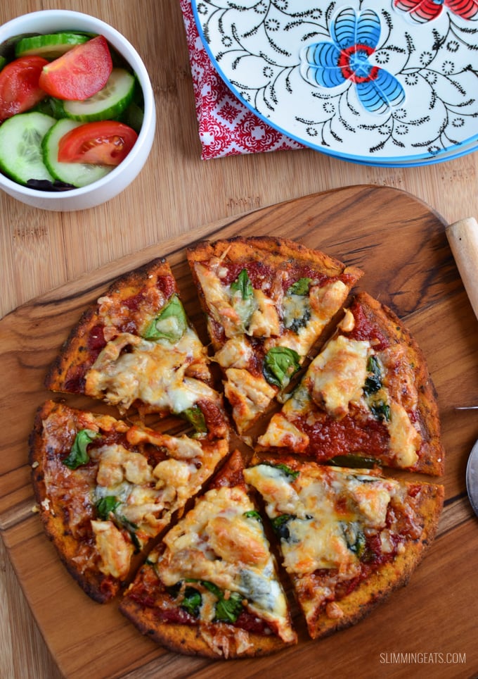 Slimming Eats Sweet Potato Pizza Crust - gluten free, dairy free, vegetarian, Paleo, Slimming Eats and Weight Watchers friendly