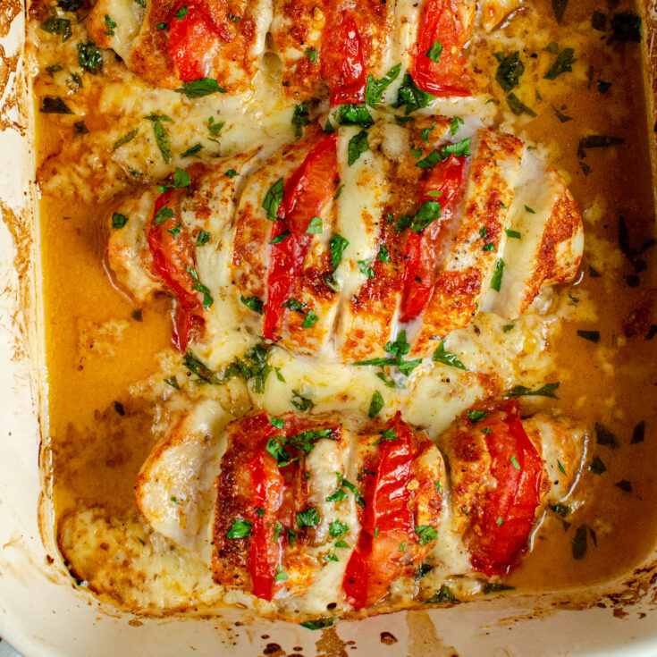 Tomato Mozzarella Hasselback Chicken