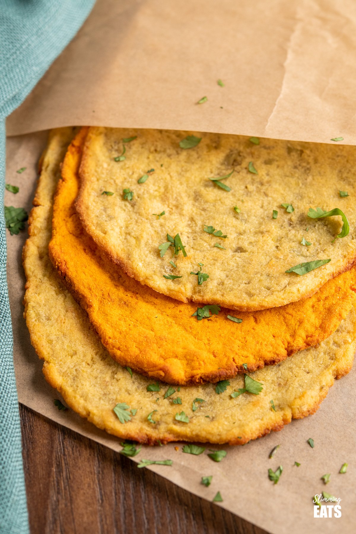 sweet potato flatbread on parchment paper