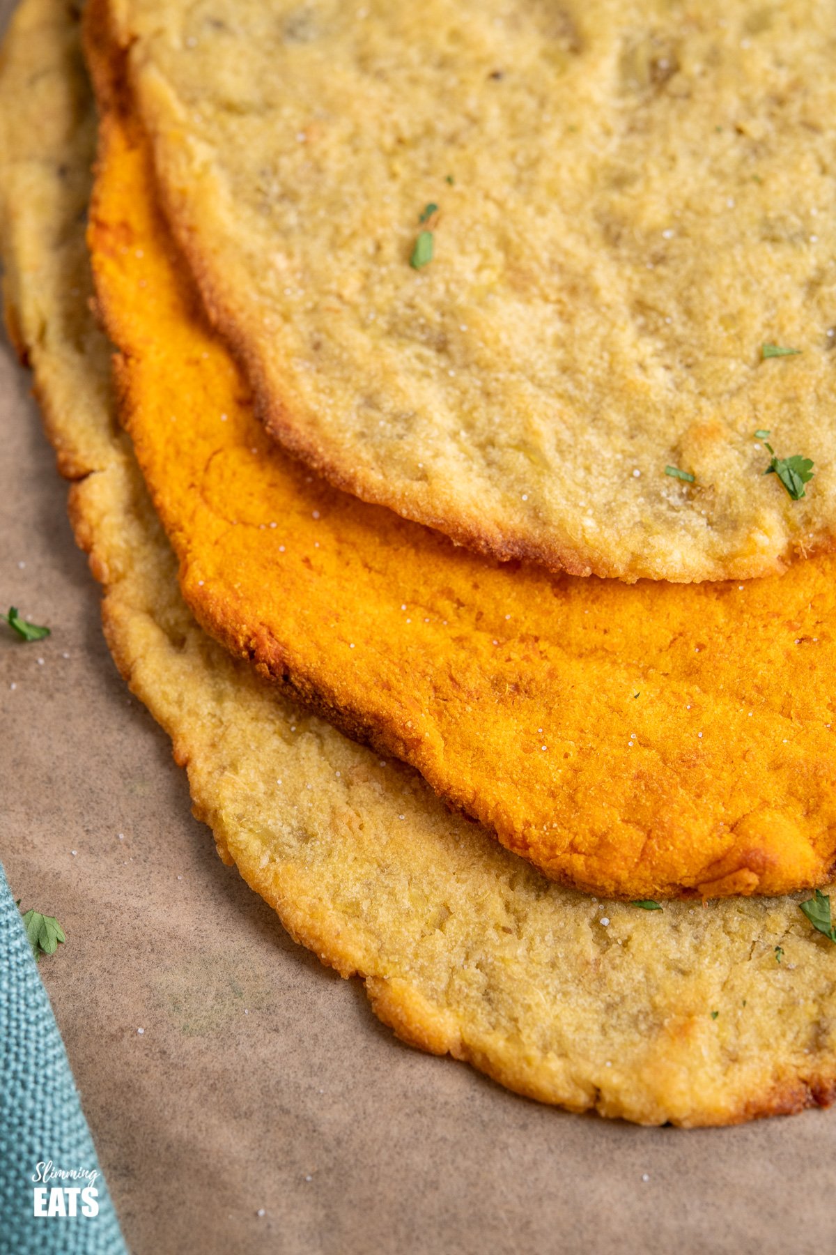 close up of gluten free sweet potato flatbread