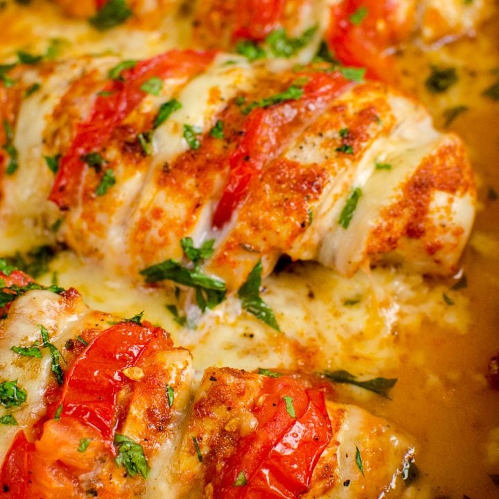 Mozzarella and Tomato Hasselback Chicken