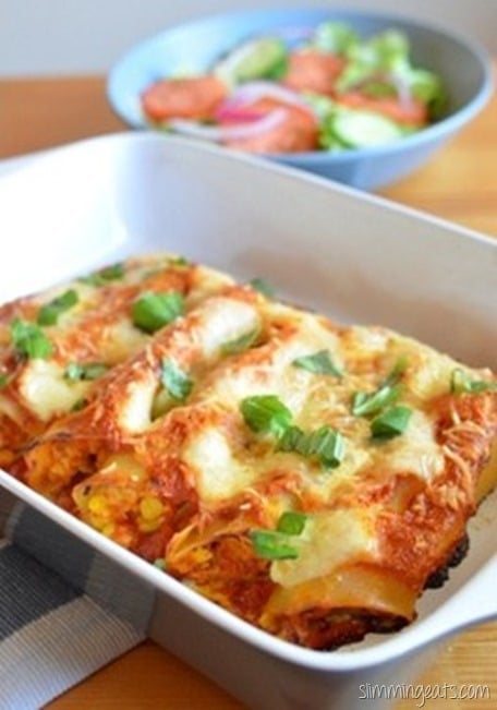 Slimming Eats Chicken and Sweetcorn filled manicotti - gluten free, Slimming Eats and Weight Watchers friendly