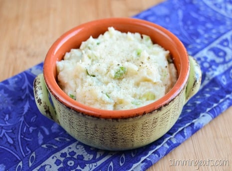 Slimming Eats "Sour cream"and spring onion mash -gluten free, vegetarian, Slimming World (SP) and Weight Watchers friendly