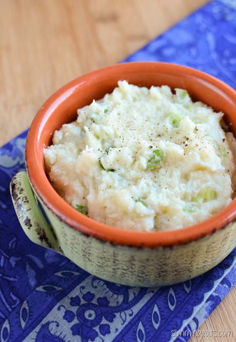 Slimming Eats "Sour cream"and spring onion mash -gluten free, vegetarian, Slimming World (SP) and Weight Watchers friendly