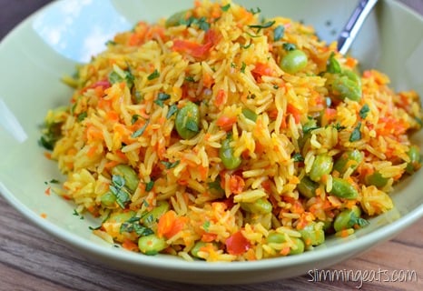 Slimming Eats Edamame and Vegetable Pilaf - gluten free, dairy free, vegetarian,  Slimming Eats and Weight Watchers friendly