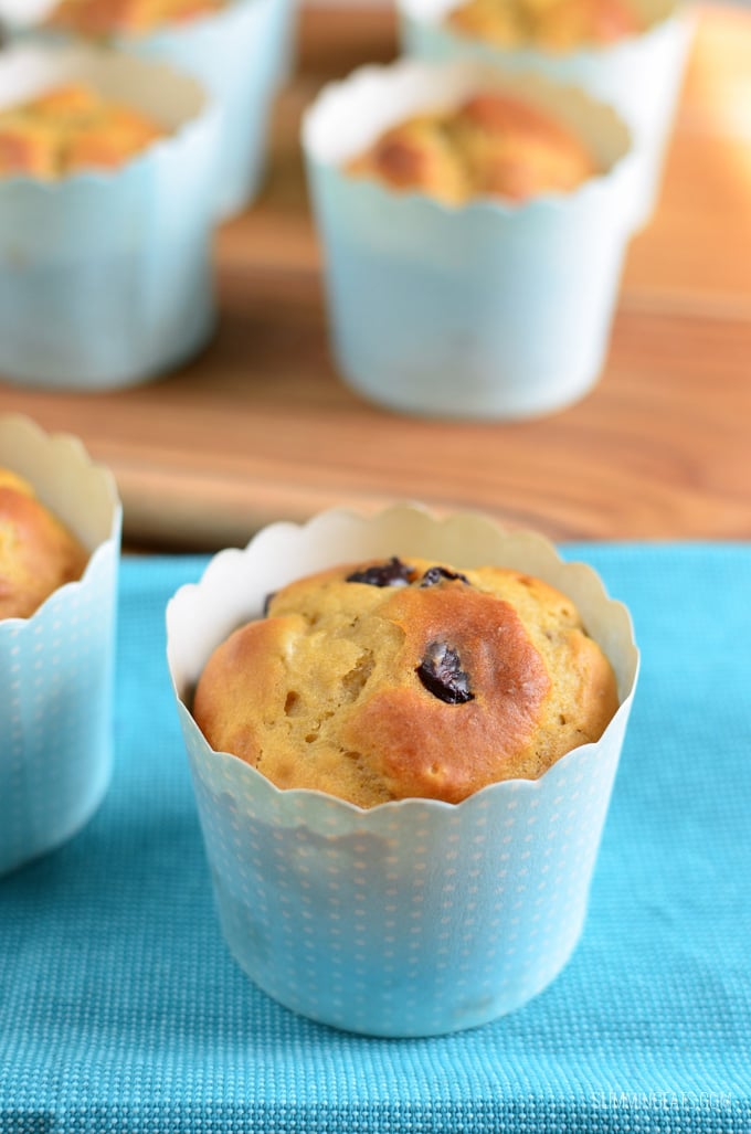 Slimming Eats Pear and Chocolate Chip Muffins - Vegetarian,  Slimming Eats friendly and Weight Watchers friendly