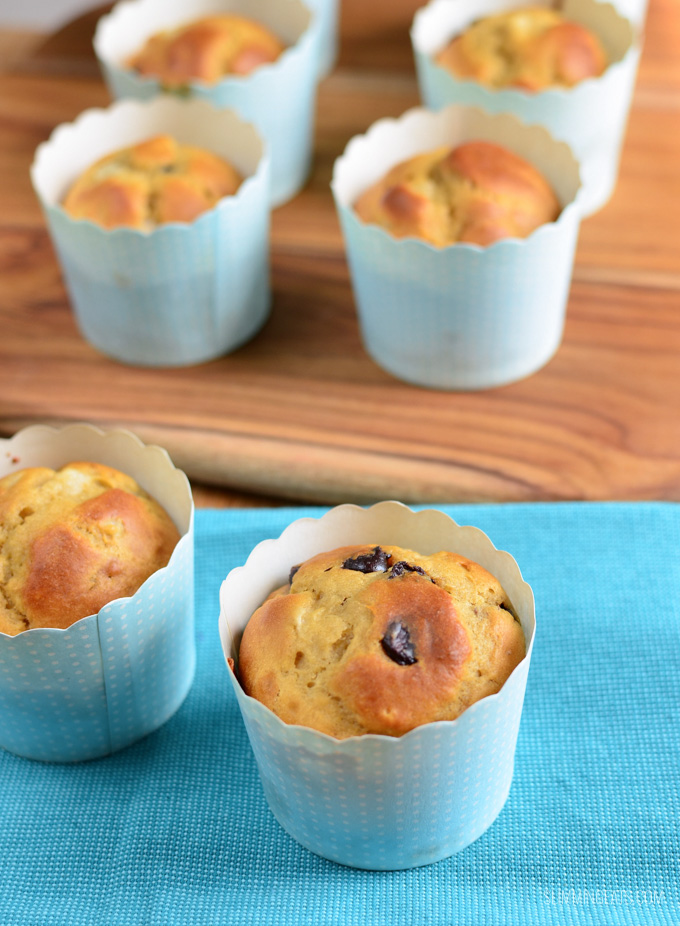 Slimming Eats Pear and Chocolate Chip Muffins - Vegetarian,  Slimming Eats friendly and Weight Watchers friendly