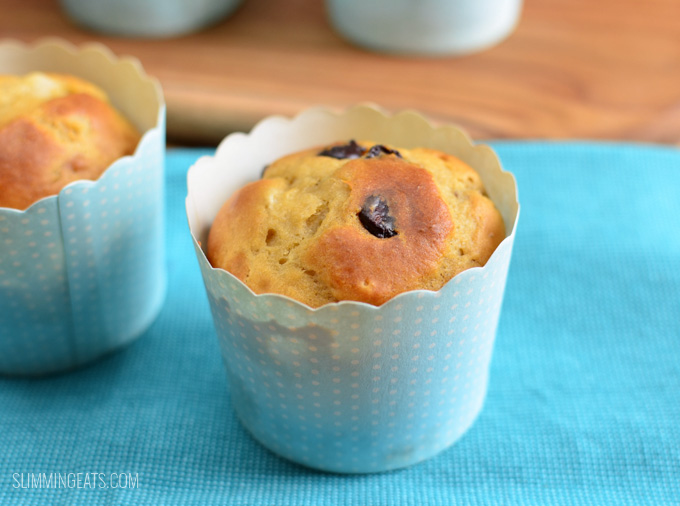 Slimming Eats Pear and Chocolate Chip Muffins - Vegetarian, Slimming World (SP) friendly and Weight Watchers friendly