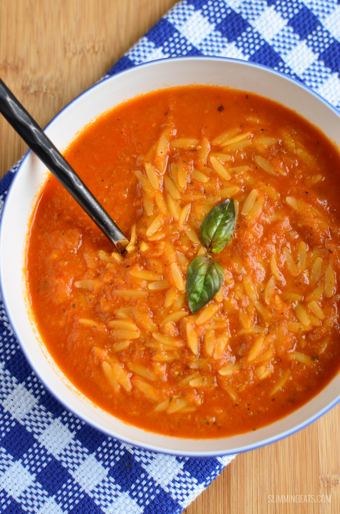 Slimming Eats Creamy Tomato Orzo Soup - dairy free, vegetarian, Slimming World and Weight Watchers friendly
