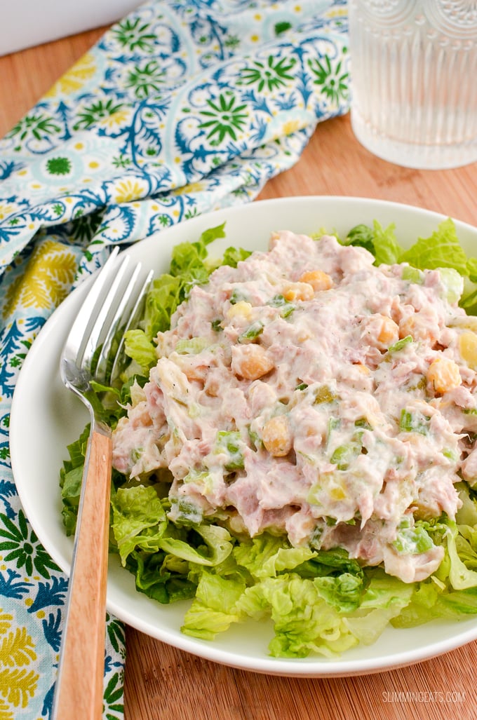 Delicious Tuna Mayo Salad with the addition of chickpeas for a perfect summertime dish. Gluten Free, Slimming Eats and Weight Watchers friendly