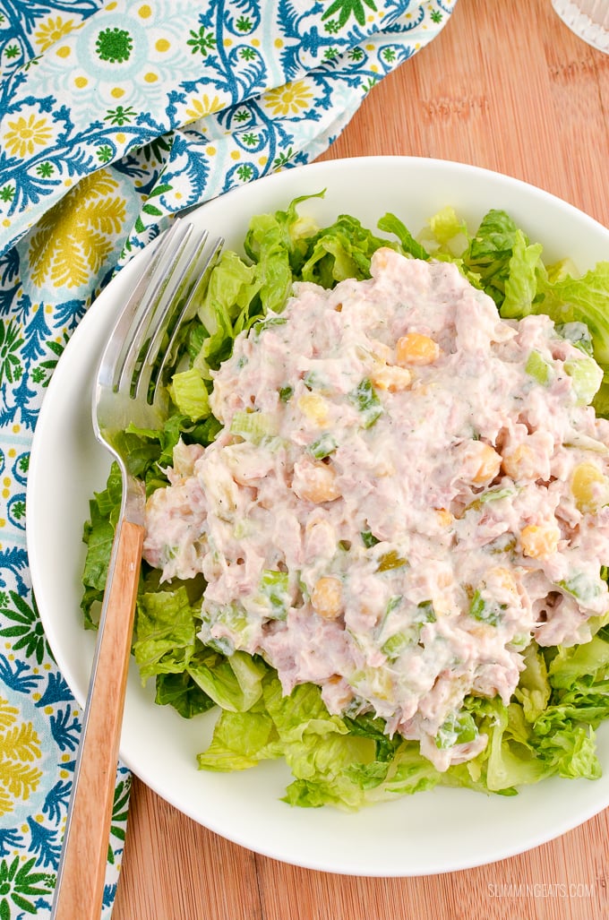 Delicious Tuna Mayo Salad with the addition of chickpeas for a perfect summertime dish. Gluten Free, Slimming Eats and Weight Watchers friendly Delicious Tuna Mayo Salad with the addition of chickpeas for a perfect summertime dish. Gluten Free, Slimming Eats and Weight Watchers friendly