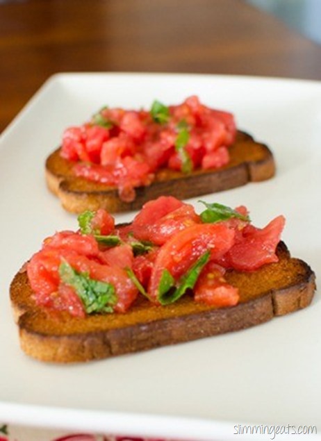 Slimming Eats Bruschetta with Whole Wheat Toast - dairy free, vegetarian, Slimming World (SP) and Weight Watchers friendly
