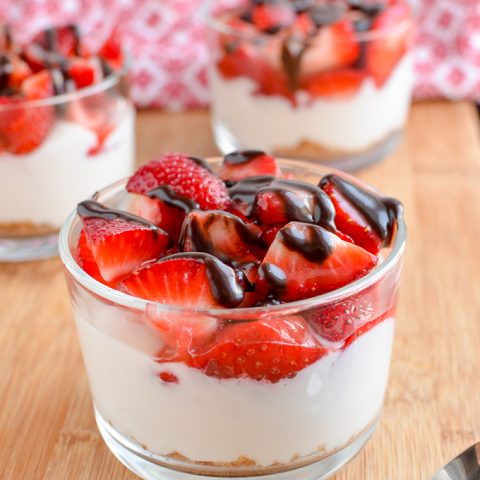 Strawberry Topped Greek Yoghurt Style Cheesecakes 