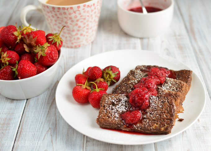 Slimming Eats Chocolate French Toast with Strawberry Sauce - dairy free, vegetarian,  Slimming Eats and Weight Watchers friendly