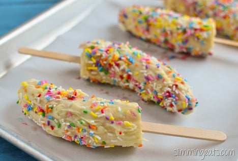 Slimming Eats White Chocolate Frozen Banana Popsicles -  Slimming Eats and Weight Watchers friendly