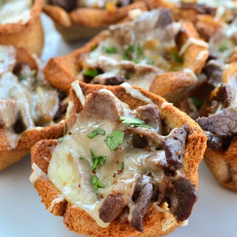 Slimming Eats Philly Cheese Steak Toast Cups - Slimming World and Weight Watchers friendly