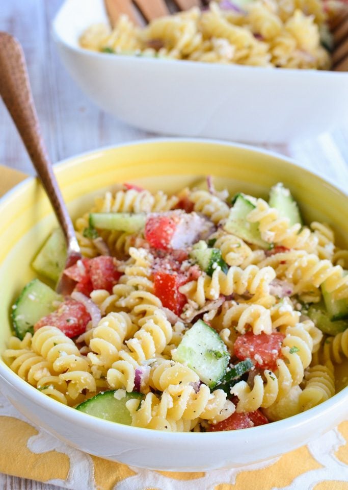 Slimming Eats Greek Pasta Salad - gluten free, vegetarian, Slimming World and Weight Watchers friendly