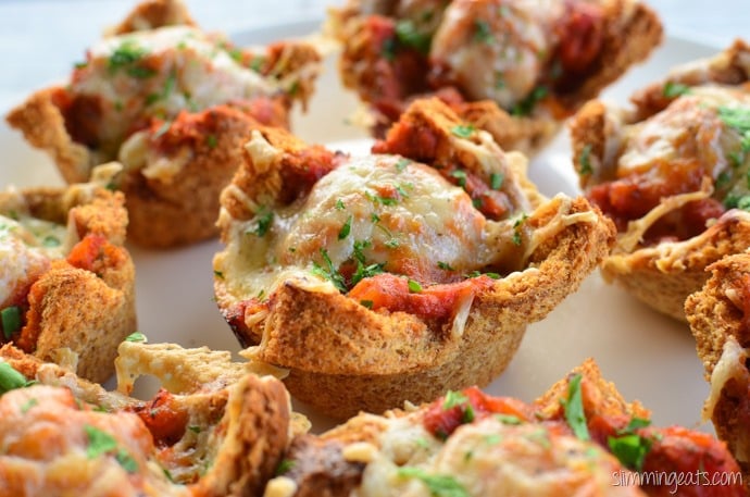 Slimming Eats Meatball Marinara Toast Cups -  Slimming Eats and Weight Watchers friendly