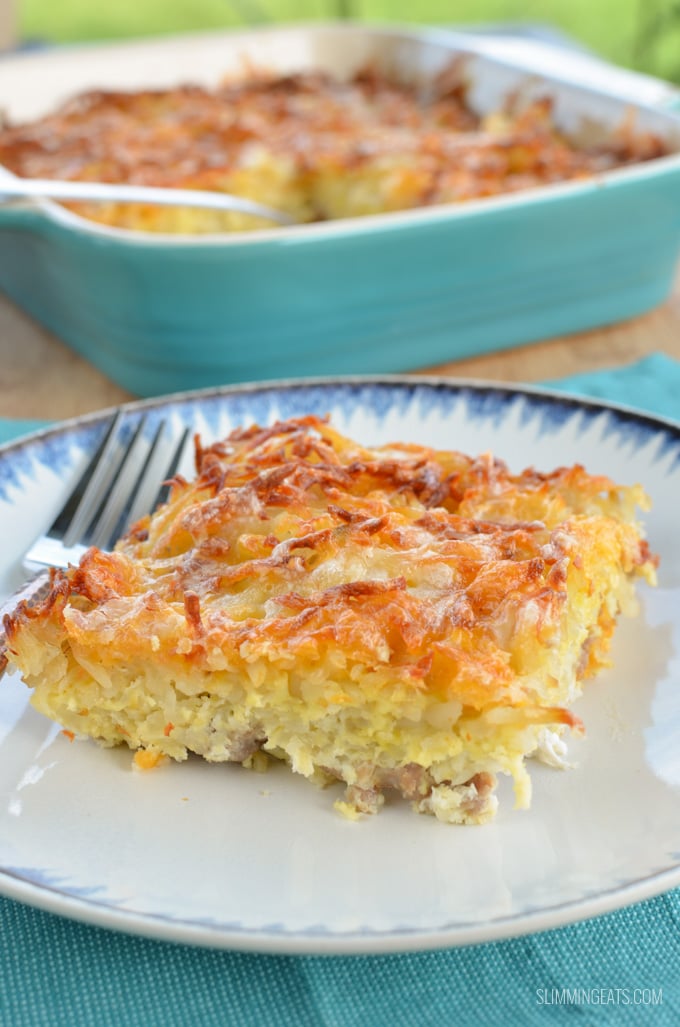 Slimming Eats Cheesy Sausage and Egg Hash Brown Casserole - gluten free, paleo,  Slimming Eats and Weight Watchers friendly