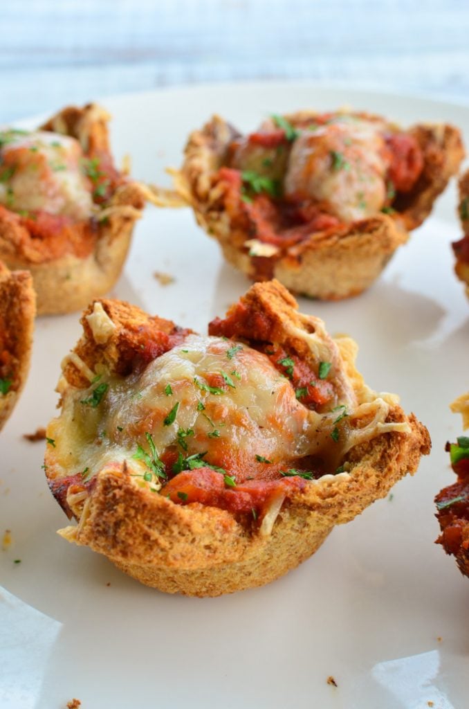 Slimming Eats Meatball Marinara Toast Cups -  Slimming Eats and Weight Watchers friendly