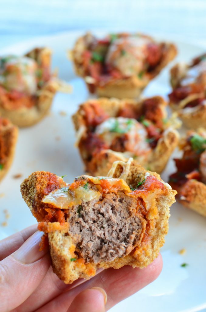Slimming Eats Meatball Marinara Toast Cups - Slimming World and Weight Watchers friendly